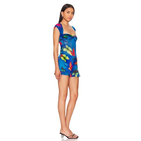 Mirae Louana Floral Butterfly Blue Romper Size 6 - Picture 2 of 9